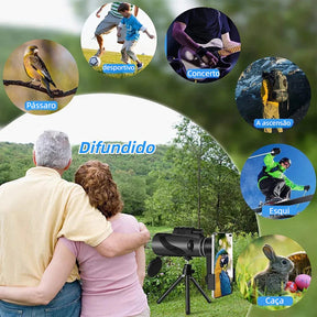 Monóculo Telescópio 40x60 HD + Tripé e Suporte para Celular