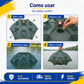 Armadilha com 8 Bocas para Isca Viva (Lambari/Peixes Pequenos)