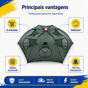 Armadilha com 8 Bocas para Isca Viva (Lambari/Peixes Pequenos)