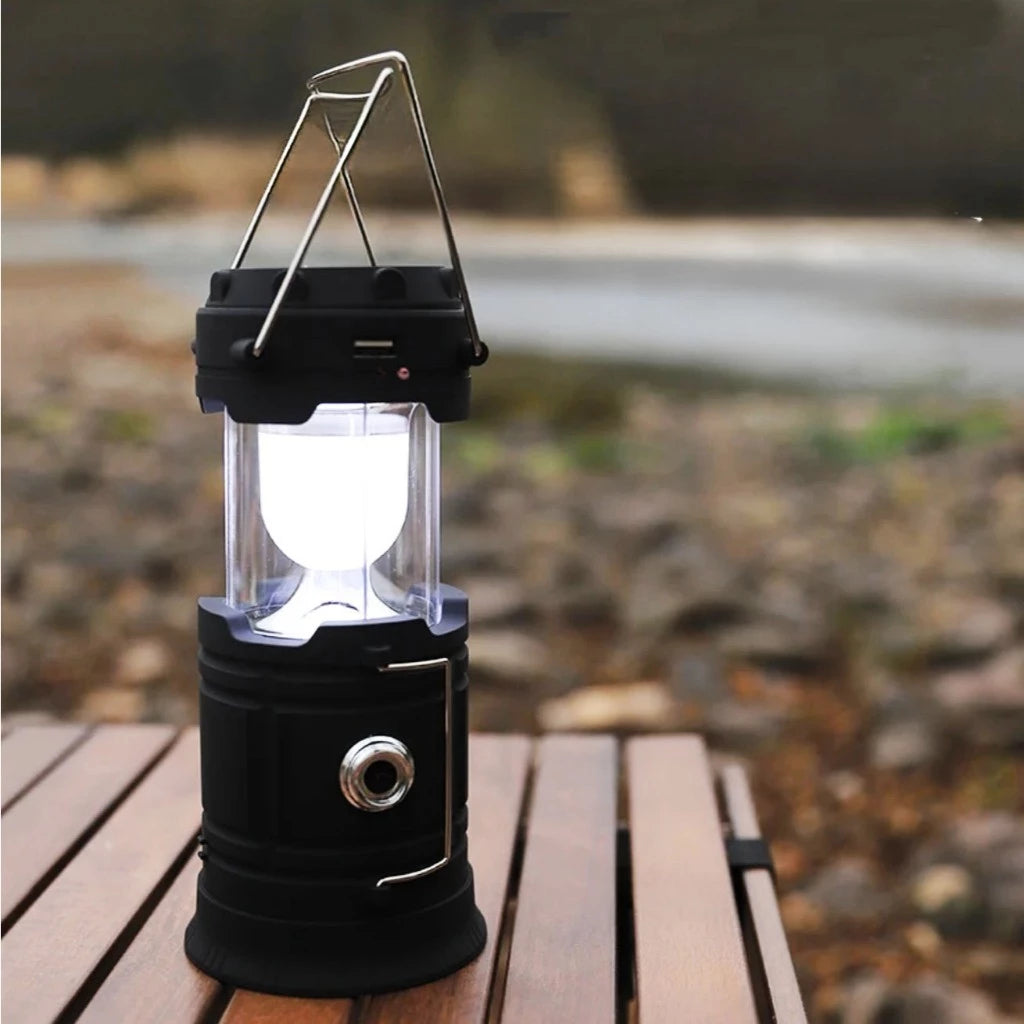 Lampião Solar LED 3 em 1 – Lanterna, Power Bank e Luz de Emergência