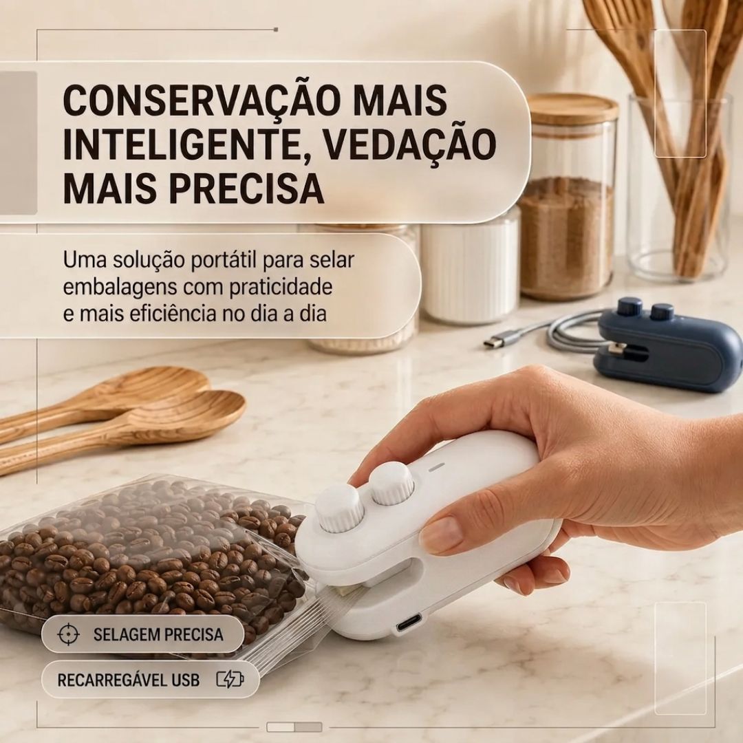 Compre 1 Leve 2 Mini Selador Portátil Recarregável