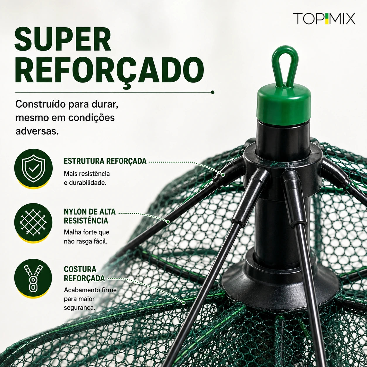 Armadilha Covo Retrátil com Zíper para Pesca Profissional