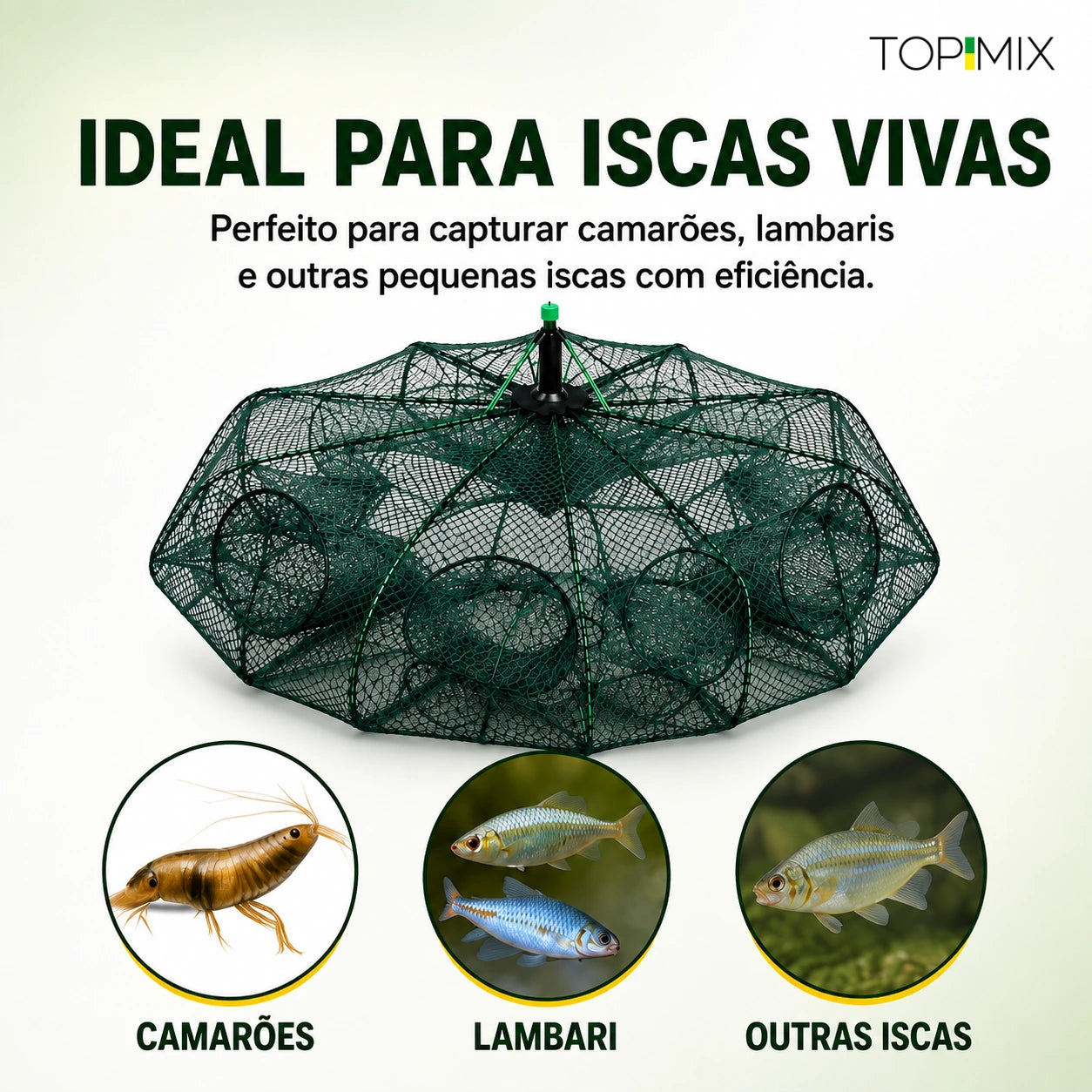 Armadilha Covo Retrátil com Zíper para Pesca Profissional