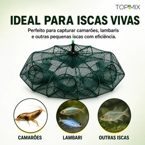 Armadilha Covo Retrátil com Zíper para Pesca Profissional