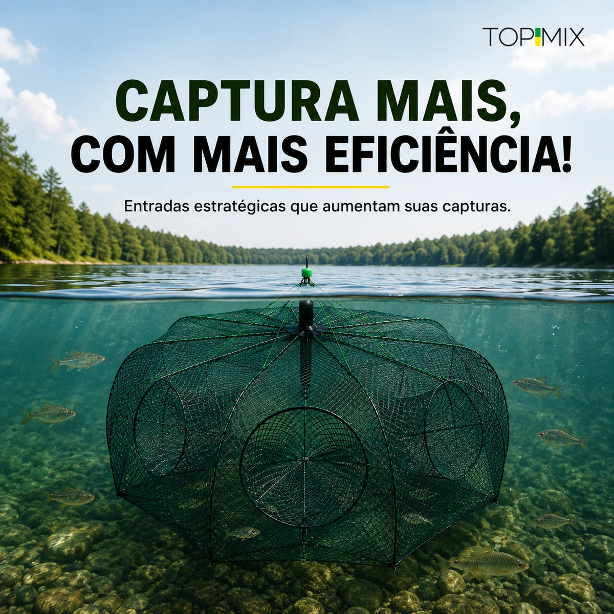 Armadilha Covo Retrátil com Zíper para Pesca Profissional